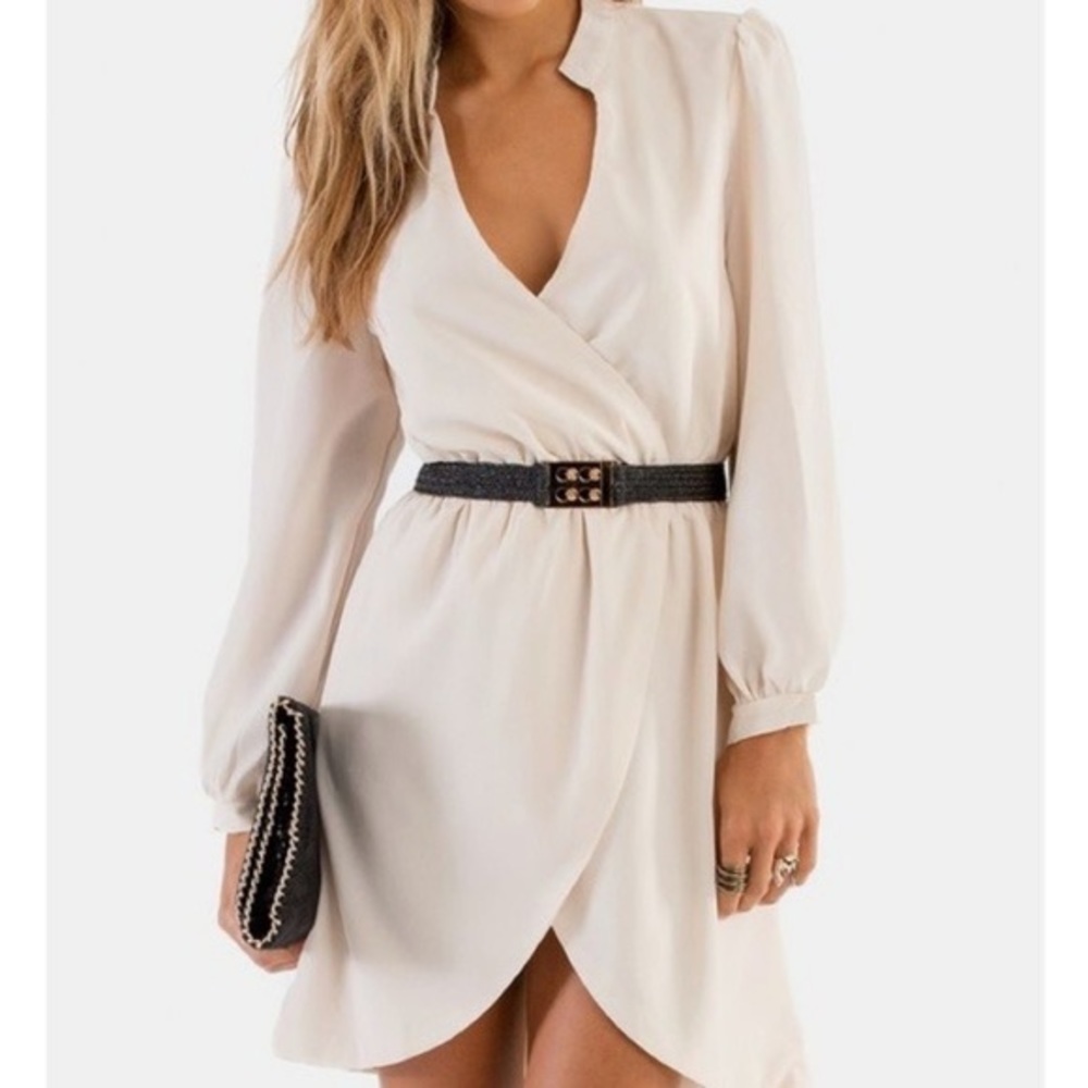 White Wrap Around Tulip Mini Dress